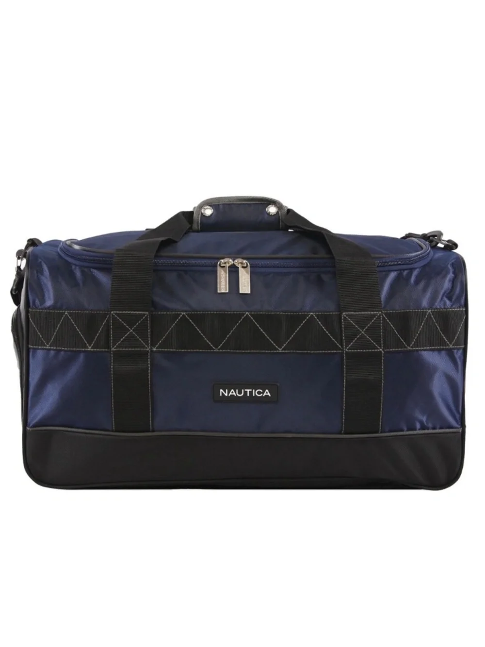 Nautical Dockside 22in Navy Duffle Bag w/Silver-tone Hardware - NEW